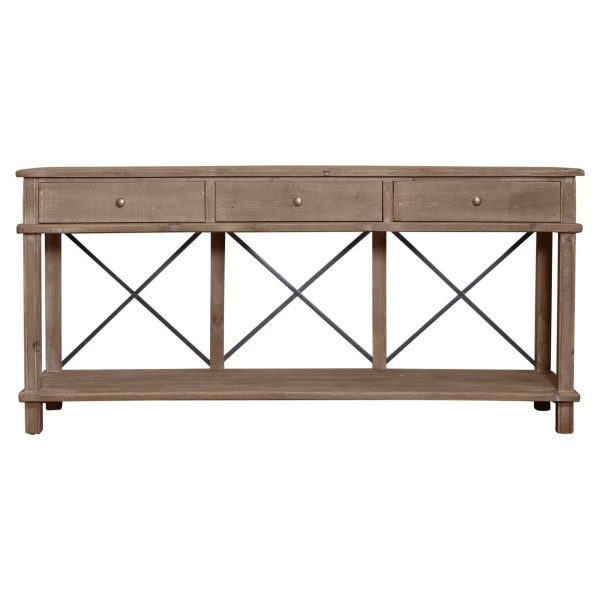 Hamptons Three Drawer Console With Metal Cross