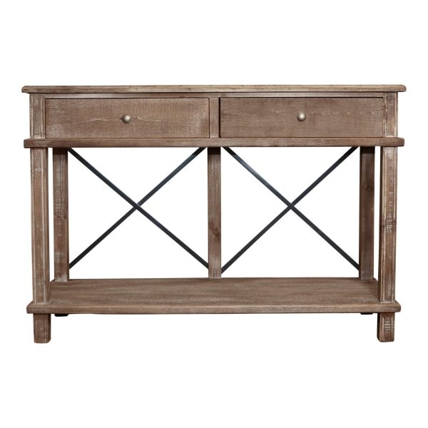 Hamptons Two Drawer Console With Metal Cross