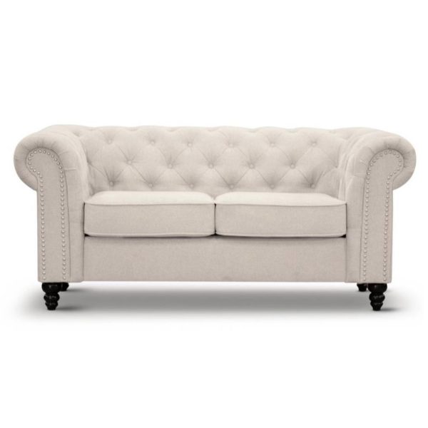 Luxury Beige Chesterfield Two Seater Sofa