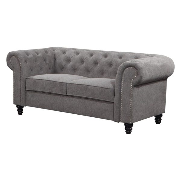 Luxury Grey Chesterfield Two Seater Sofa